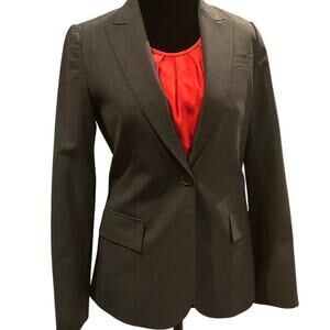 Theory Gray Wool Blazer Women’s Sz 2 Tailored Classic Office Workwear Essential